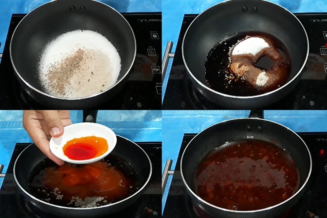 Trộn nước sốt hỗn hợp chua ngọt