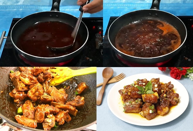 Làm xương sườn chiên với nước sốt chua ngọt.